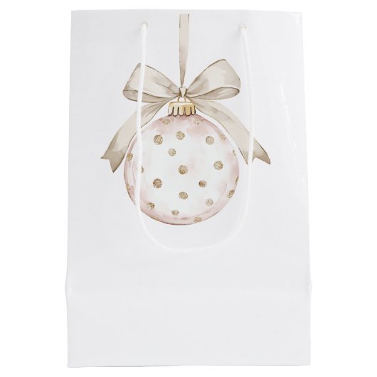 Chic Ivory White Dots Bow Ornament Weihnachten Mittlere Geschenktüte (Rückseite)