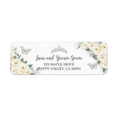 Chic Ivory White Floral Quinceanera Rücksendeadres (Vorne)