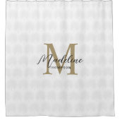 Chic Ivory White Gold Anahaw Leaf Script Monogram Duschvorhang (Vorderseite)