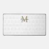 Chic Ivory White Gold Anahaw Leaf Script Monogram Schreibtischunterlage (Vorderseite)