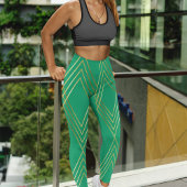 Chic Jade Green Diamonds Pattern Leggings