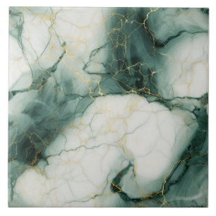 Chic Jade & Ivory Marbled Tile Fliese