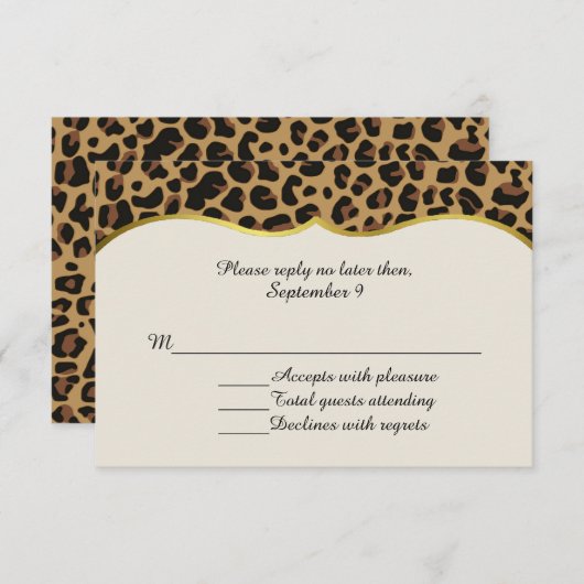 Chic Jaguar Print All Purpose RSVP Card (Vorne/Hinten)