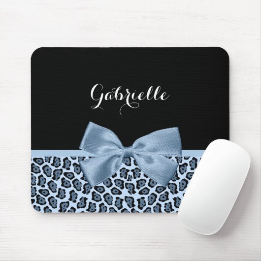 Chic Jaguar Print Light Blue Bogen mit Namen Mousepad (Mit Mouse)
