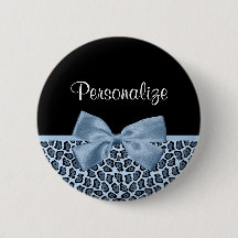 Chic Jaguar Print Light Blue Bow mit Namen