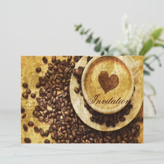 Chic Java cappuccino Kaffeebohnen Kaffee Lover Einladung (Stehend Vorderseite)