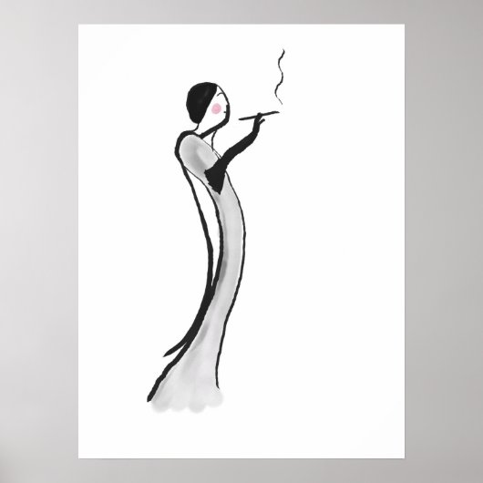 Chic Jazz Age Lady Illustration Poster Print (Vorne)