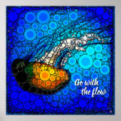 Chic Jellyfish Foto Circle Art "Go with the Flow" Poster (Vorne)