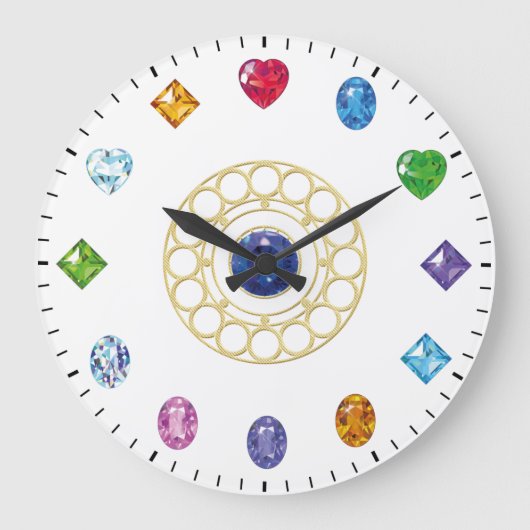 Chic Jewels and Gems Themed Large Clock Große Wanduhr (Vorderseite)
