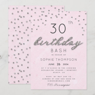 Chic Jewels Pink Sparkle Glitzer Geburtstagsparty Einladung