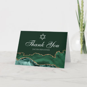 Chic Jewish Bar Mitzvah Green Gold Star von David Dankeskarte