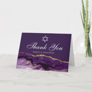 Chic Jewish Bat Mitzvah Lila Gold Star von David Dankeskarte