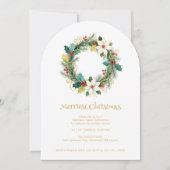 Chic Joyful Winter Christmas Wreath Holiday Party Einladung (Vorderseite)