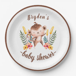 Chic Jungle Animals Greeneral Neutral Baby Dusche Pappteller