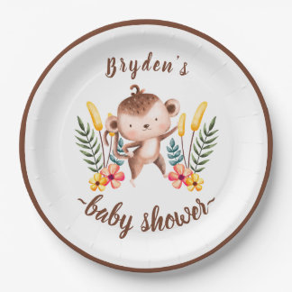 Chic Jungle Animals Greeneral Neutral Baby Dusche Pappteller