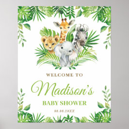 Chic Jungle Animals Greenerity Baby Dusche Willkom Poster