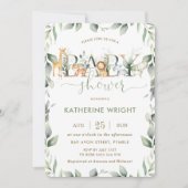 Chic Jungle Animals Greenerity Baby Shower Boy Gir Einladung (Vorderseite)