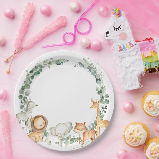 Chic Jungle Animals Greenerity Baby Shower Geburts Pappteller (Party)