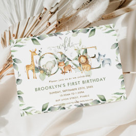 Chic Jungle Animals Greenery 1. Geburtstag Wild On Einladung