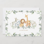 Chic Jungle Animals Grünbücher für Kinderkarte Einladung (Rückseite)