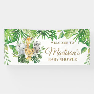 Chic Jungle Animals Grüne Babydusche Hintergrund Banner