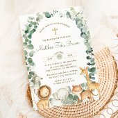 Chic Jungle Animals Grüne Taufe Christening Einladung