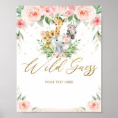 Chic Jungle Animals Pink Floral Wilde Guess Game Poster (Vorne)