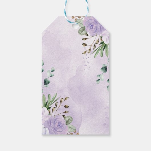 Chic Jungle Safari Tiere Lila Floral Baby Girl Geschenkanhänger (Rückseite)