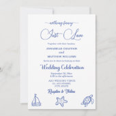 Chic Just Love QR-Code Meer Leben Hochzeit Einladung (Vorderseite)