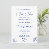 Chic Just Love QR-Code Meer Leben Hochzeit Einladung (Stehend Vorderseite)