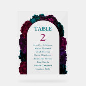 Chic Juwel Töne Blume Hochzeitszahl Sitzplätze Acrylschild (Vorderseite)