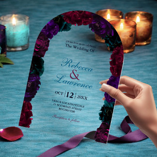 Chic Juwel Töne Blumenburgund Marinebarsch Acryleinladungen