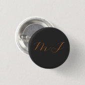 Chic kalligrafy grarange monogram name initial button (Vorne & Hinten)