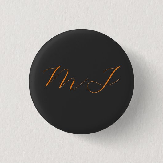 Chic kalligrafy grarange monogram name initial button (Vorderseite)