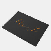 Chic kalligrafy grarange monogram name initial fußmatte (Schrägansicht)