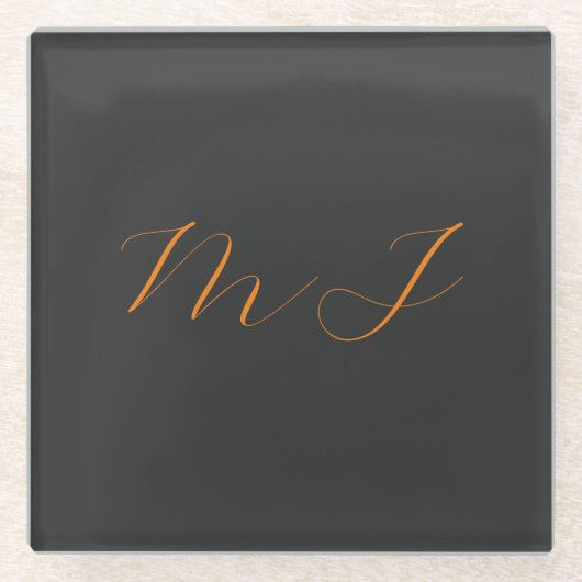 Chic kalligrafy grarange monogram name initial glasuntersetzer (Vorderseite)