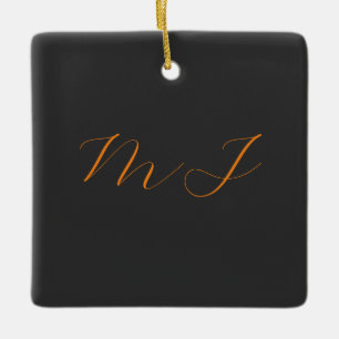 Chic kalligrafy grarange monogram name initial keramikornament