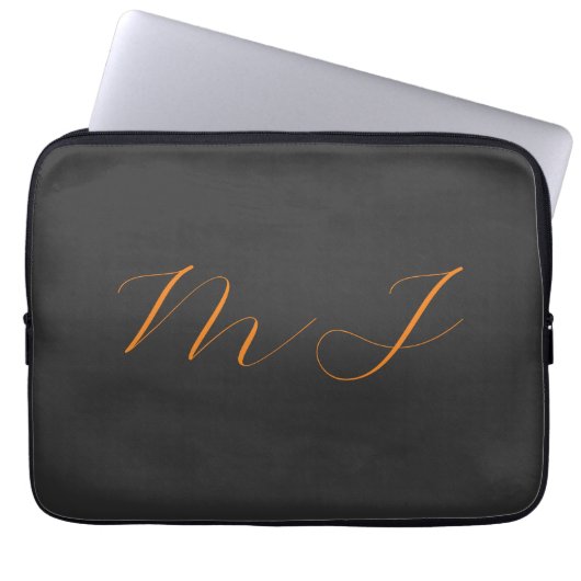Chic kalligrafy grarange monogram name initial laptopschutzhülle (Vorderseite)