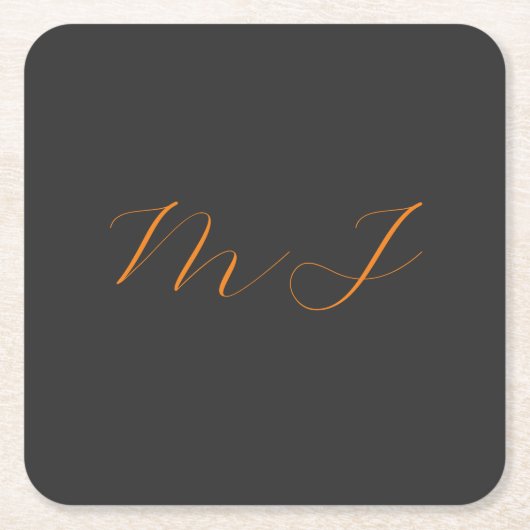 Chic kalligrafy grarange monogram name initial rechteckiger pappuntersetzer (Vorderseite)