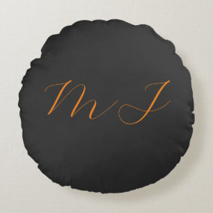 Chic kalligrafy grarange monogram name initial rundes kissen