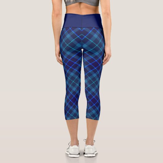 Chic Kariert Pattern - Navy and Blue Elegante Tart Capri Leggings (Rückseite)