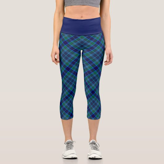 Chic Kariert Pattern - Navy und Green Elegante Tar Capri Leggings (Vorderseite)