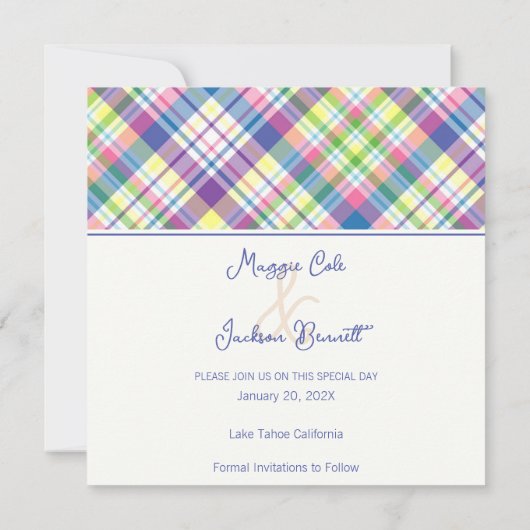 Chic Kariert Save the Date (Rückseite)