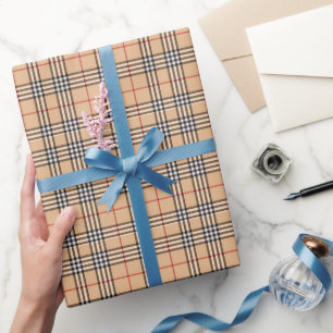 Chic Kariert Warme Tan Base White Black Brown Tart Geschenkpapier