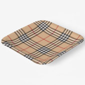 Chic Kariert Warme Tan Base White Black Brown Tart Pappteller (Gewinkelt)