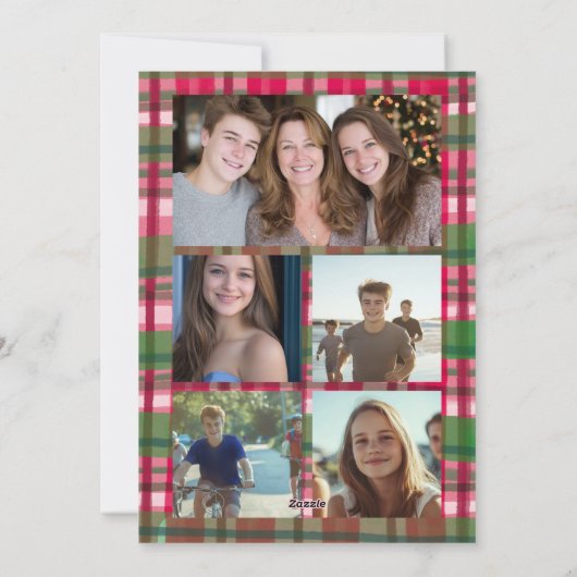 Chic Karierte Weihnachten Custom 9 Foto Collage Pr (Rückseite)