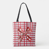 Chic Karo Bow Red und White Gingham Tasche (Rückseite)