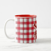 Chic Karo Bow Red und White Gingham Zweifarbige Tasse (Links)