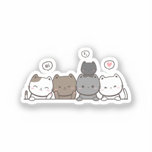 Chic Kawaii Cat Sticker - Matching Items verfügbar (Vorderseite)