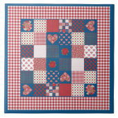 Chic-Keramik-Fliese: Imitat-Patchwork und Gingham Fliese (Vorderseite)